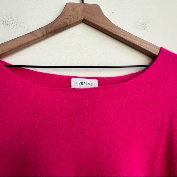 Evereve Rochelle Off Shoulder Pullover Sweater Fushia Pink Medium Relaxed Soft - Picture 9 of 16